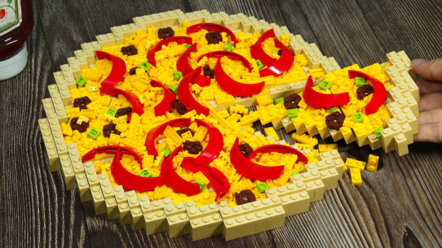 طرز تهیه پیتزا سبزیجات با لگو :: استاپ موشن لگو :: آشپزی با لگو