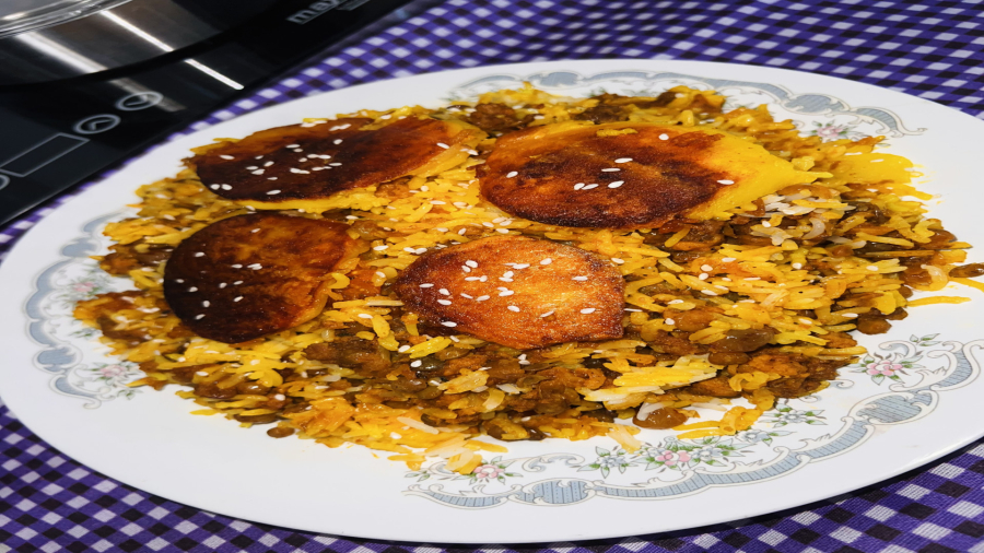 کشمش پلو/عدس پلو آسان و خوشمزه