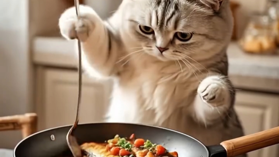 گربه آشپز!به به ! چه خوشمزه