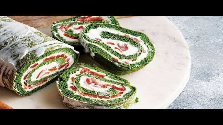 به شدت خوشمزه رولت اسفناج و پنیر متنوع و مجلسی _ طرز تهیه رولت اسفناج