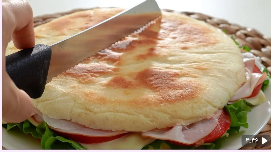 نان ساندویچی بدون فر و بدون شکر  نرم، خوش‌عطر و خیلی راحت