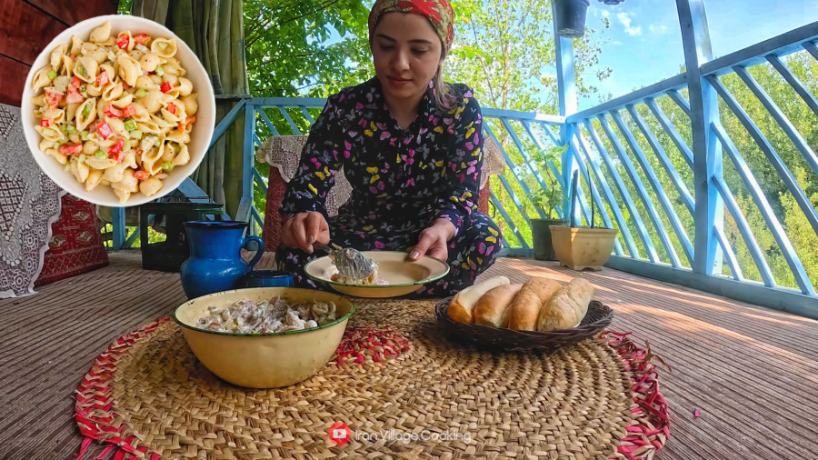 آموزش سالاد ماکارونی سریع و خوشمزه -  زندگی و آشپزی روستایی گیلان