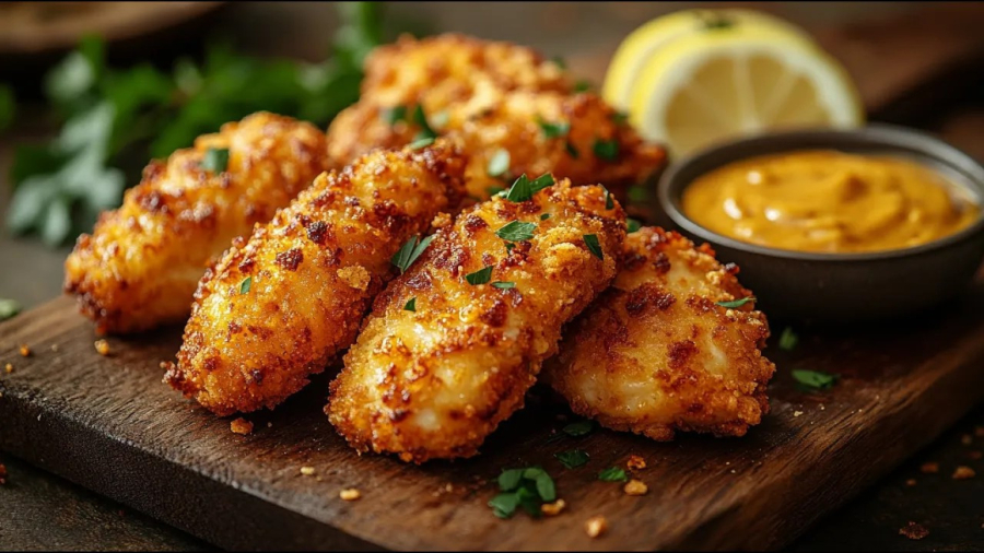 آموزش طرز تهیه فیله مرغ سوخاری با برگه ذرت و سس عسل و خردل