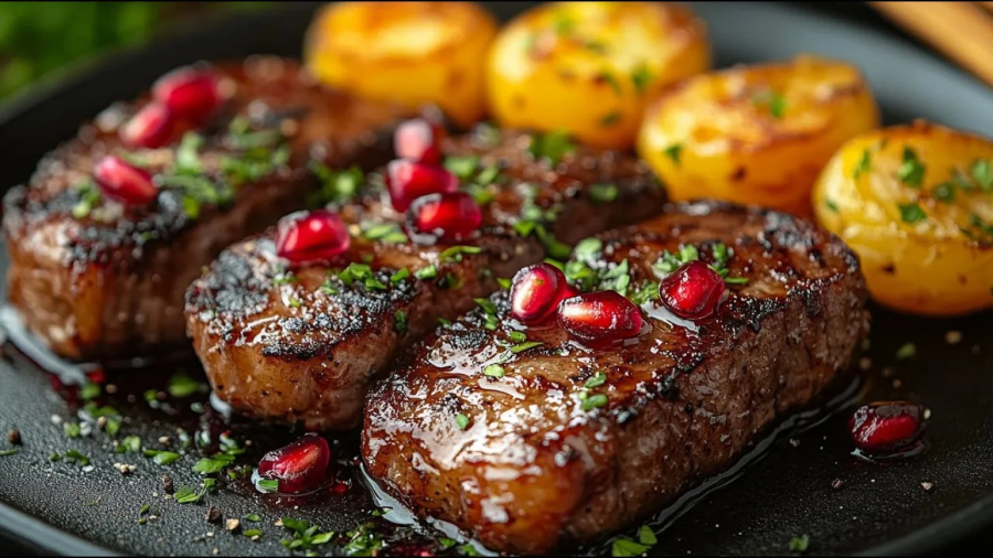 استیک گوساله لعاب دار با سس انار ️| هم خوشمزه، هم وسوسه انگیز و مجلسی!