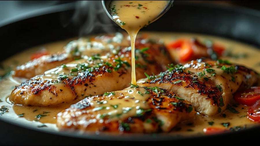 مرغ ترد در سس خامه ای سیر و پارمزان | دستور ساده و سریع برای شام فوری و خوشمزه